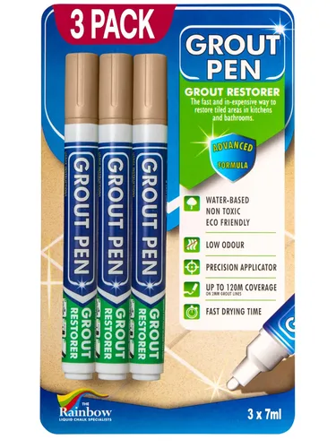 Vista 12 de Grout Pen - Marcador de pintura de lechada para azulejos blancos, punta estrecha de 0.197 pulgadas (0.2 fl oz), paquete de 3