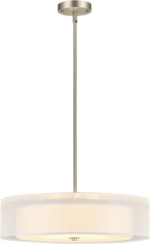 Vista 13 de VONLUCE Candelabros modernos, candelabros de tambor de 18 pulgadas con pantalla de tela de 2 capas, lámpara colgante de 4 luces con base E26