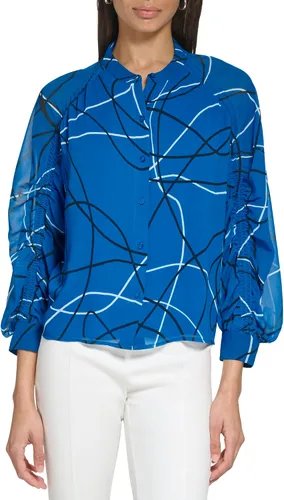 Vista 5 de Calvin Klein Blusa de manga larga con botones delanteros para mujer