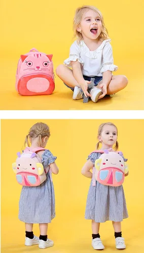 Vista 8 de Ladyzone Mochila para niños pequeños, mochila de animales del zoológico, bonita bolsa de felpa de dibujos animados de 10 pulgadas, bolsa de libro