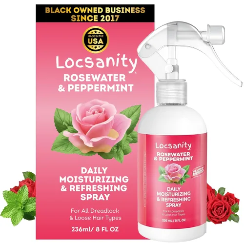 Vista 9 de Loc Spray - Locsanity - Spray hidratante diario de agua de rosas y menta para rastas y rastas, hidratante ligero para control del encrespamiento