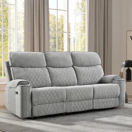 Vista 13 de EBELLO Sofá reclinable eléctrico de tela, sofá reclinable de dos plazas con portavasos, puertos de carga USB tipo C y espacio de almacenamiento, 2