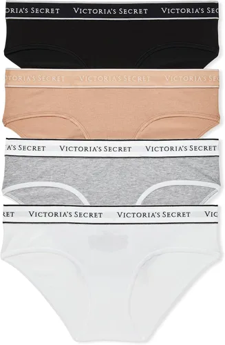 Vista 12 de Victoria's Secret Ropa interior hipster de algodón con logotipo para mujer, bragas de cobertura moderada para mujer, paquete múltiple (XS-XXL)