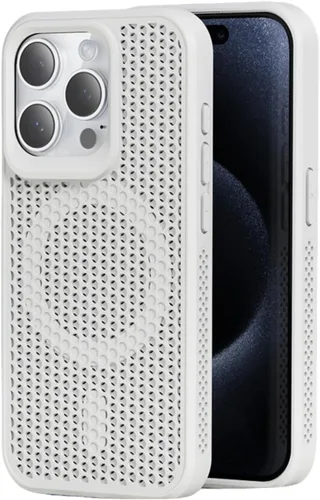 Vista 19 de Funda protectora para iPhone 13, compatible con MagSafe, doble capa de disipación de calor de panal de abeja, transpirable y a prueba de golpes
