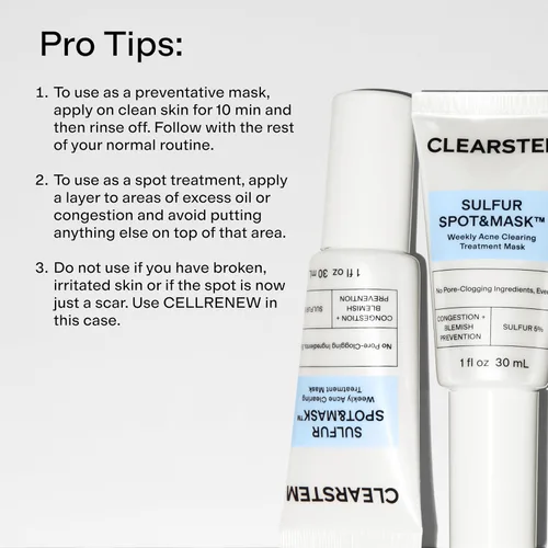 Vista 6 de CLEARSTEM SULFUR SPOT&MASK Mascarilla facial para el acné - Mascarilla facial limpiadora de manchas de azufre - Máscara facial semanal para el acné