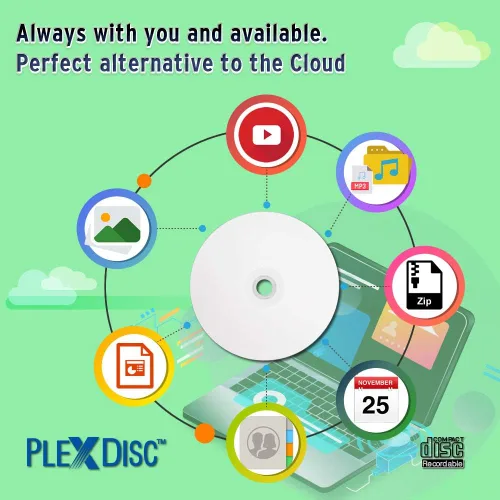 Vista 6 de 95252 CD-R 700MB 52X Hub de inyección de tinta blanco imprimible - 100pk husillo embalaje libre de frustración, 100 discos