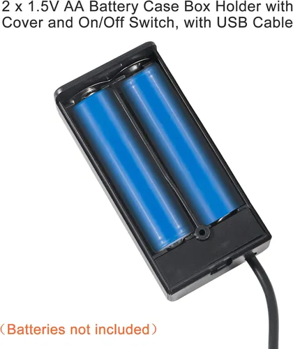 Vista 4 de 3 unids 2 AA titular de la batería USB hembra Socket 2 AA caja de batería titular con cubierta e interruptor de encendido/apagado