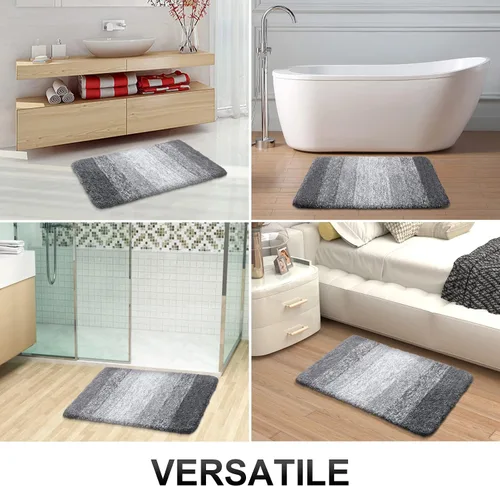 Vista 8 de OLANLY Alfombra de baño y inodoro ombré en forma de U, tamaño 47 x 24 pulgadas y alfombras de inodoro de 24 x 20 pulgadas, color gris, paquete de 2