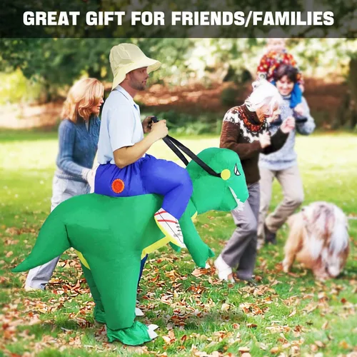 Vista 6 de Disfraz de dinosaurio para adultos, la mejor decoración para fiestas, reuniones, celebraciones de vacaciones, Halloween y otros festivales..