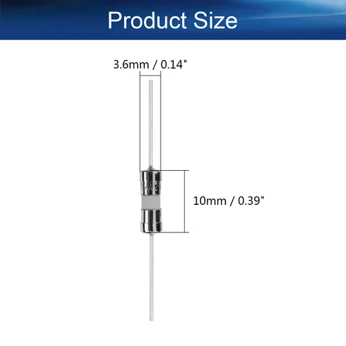 Vista 2 de Heyiarbeit Fusible de plomo axial de cerámica de 3.6x10mm/0.14"x0.39" Fusibles de soplado rápido para reemplazar o reparar muchos dispositivos