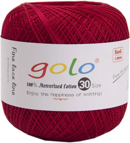 Vista 42 de Golo 3 bolas de hilo de ganchillo tamaño 30, hilo de bordar y lana para tejer a mano para calados 045 000-045 Rojo Caliente