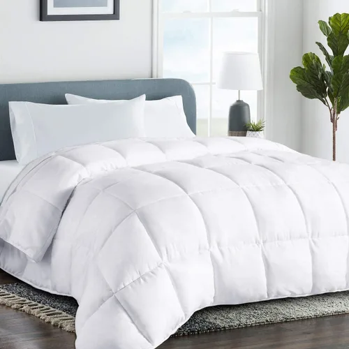 Vista 21 de Edredón de algodón alternativo hipoalergénico para todas las estaciones, ultra suave, relleno 750, tamaño individual XL, mide 68 x 92 pulgadas, Negro
