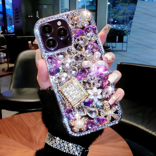 Vista 4 de Funda para Samsung Galaxy Note 20 Bling Design Bling Diamond Glitter Soft Trunk Cover con soporte de anillo y soporte de piel de teléfono