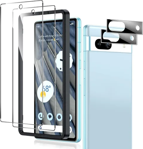 Vista 9 de LK Protector de pantalla de TPU flexible diseñado para Google Pixel 6 Pro (no de vidrio) + 2 protectores de lente de cámara de vidrio templado