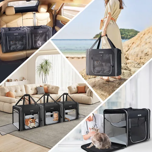 Vista 7 de Petskd Transportador de mascotas combinable para gatos grandes o perros medianos, transportador grande de 18 x 17 x 17 pulgadas para viajes