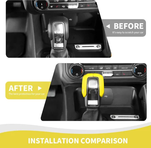 Vista 5 de RAZPOY Cubierta de la perilla de la palanca de cambios compatible con accesorios interiores Ford Bronco 2021-2024, color amarillo