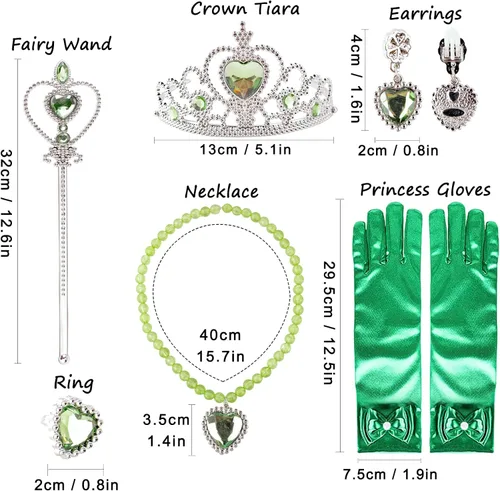 Vista 6 de Princess Anna Costume Coronation Dress for Girls 3T-10Y Halloween Dress Up Clothes Kids Pretend Play with Crown Accessories