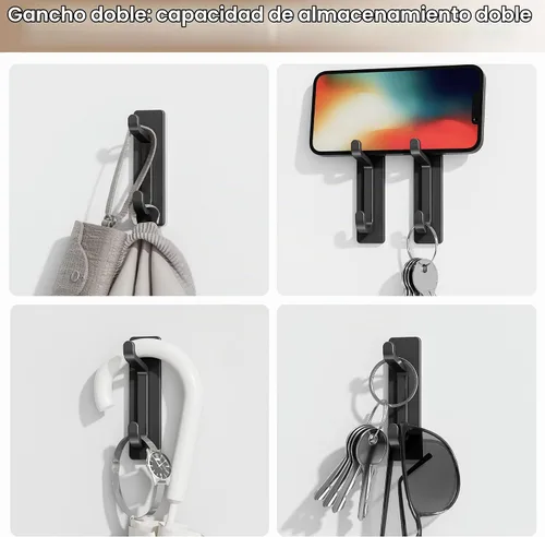 Vista 3 de Ganchos de pared autoadhesivos para colgar: extra fuertes 13 libras, gancho para abrigo, toalla en baños, ducha, cocina, pared, gancho de puerta
