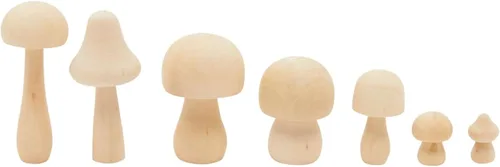 Vista 6 de Bright Creations Decoración de hongos de madera para pintar, 14 piezas sin terminar, 7 tamaños para manualidades de madera de bricolaje
