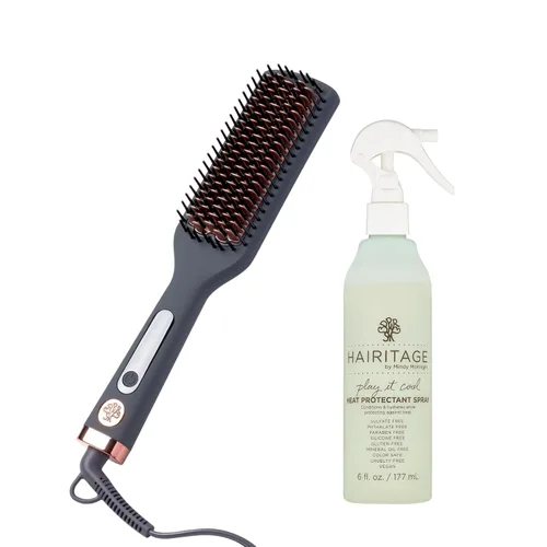 Vista 7 de Hairitage Cepillo alisador de cerámica con calefacción para soplados, voluminizador y alisado, cepillo antiencrespamiento para cabello suave