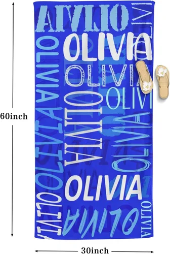 Vista 6 de Toallas de playa personalizadas con nombre para niños y adultos, toallas de viaje personalizadas de microfibra para baño y piscina