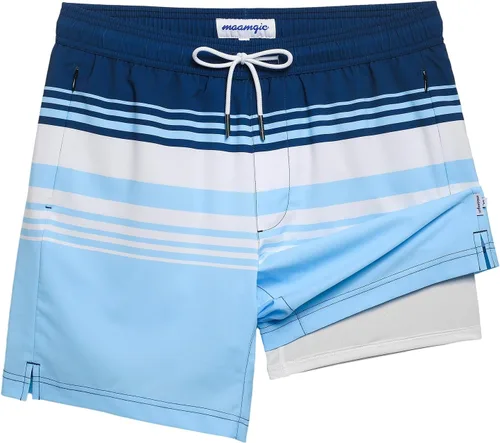 Vista 9 de maamgic Traje de Baño para Hombre 2 en 1, Pantalones Cortos de Natación de 17.8 cm para Hombre, Trajes de Baño, Pantalones Cortos de Tabla
