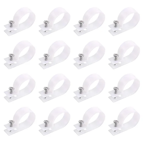 Vista 11 de Swpeet Paquete de 60 clips de cable tipo R de nailon negro de 1 pulgada, clips de sujeción de cable de montaje de tornillo de nailon con 60