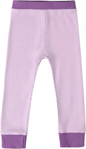 Vista 4 de OPAWO Pijama de bambú para niños pequeños, camiseta acanalada y pantalones de 2 piezas para niña, ropa de otoño para bebé, ropa de invierno de 1 a 7