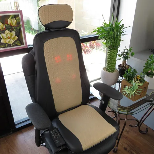 Vista 3 de Carepeutic Cojín de silla masajeador de espalda con calor, almohadilla de silla de masaje con percusión, amasado, vibración, para el hogar