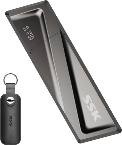 Vista 8 de SSK Unidad flash USB de 128 GB de hasta 550 MB/s USB 3.2 Gen2 Externel Thumb Drive Compatible con función OTG, memoria USB A+C rápida