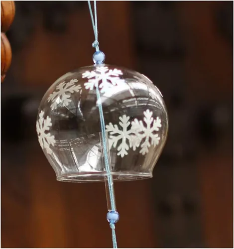 Vista 2 de Campanas de viento japonesas hechas a mano con panel de cristal encantadores Suncatchers Copos de nieve