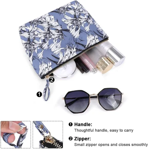 Vista 2 de Kamo Bolsas de maquillaje - Bolsa de cosméticos para mujer, bolsa con cremallera, organizador de cosméticos de viaje, bolsas de viaje para artículos