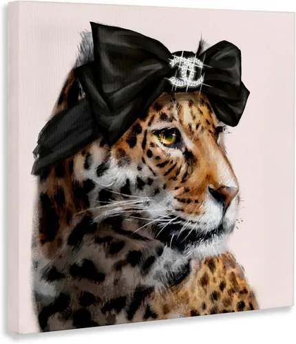 Vista 2 de Stupell Industries 'Moda Leopardo Chic Animal Negro Bow Glam' Arte en Lienzo