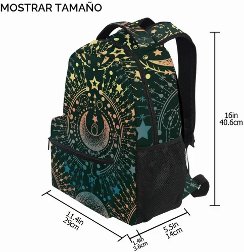 Vista 6 de ALAZA Moon & Star Alchemy Magical - Mochila grande personalizada para laptop, iPad, tableta, mochila escolar de viaje con múltiples bolsillos
