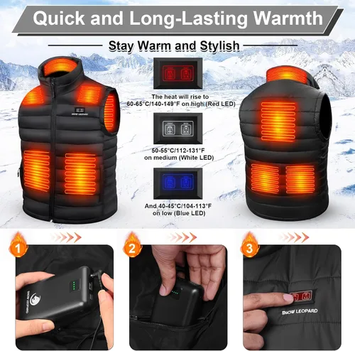 Vista 6 de Men's Heated Vest with Battery Pack Heated Hunting Vest, Winter Warming Heating Vest for HikingGolfing