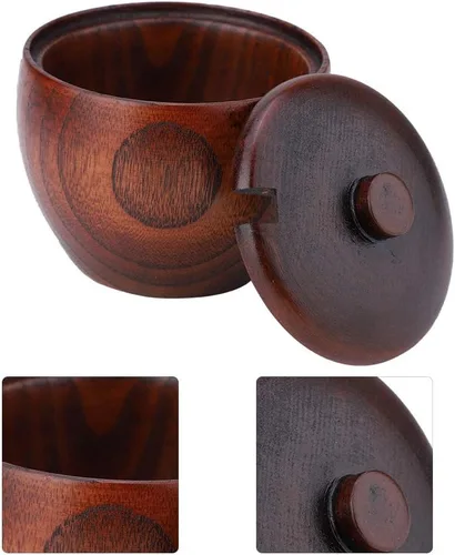 Vista 5 de Tarro de especias de madera maciza natural, 1 tarro de especias de madera maciza para condimentos, azucarero con cuchara y tapa para herramienta