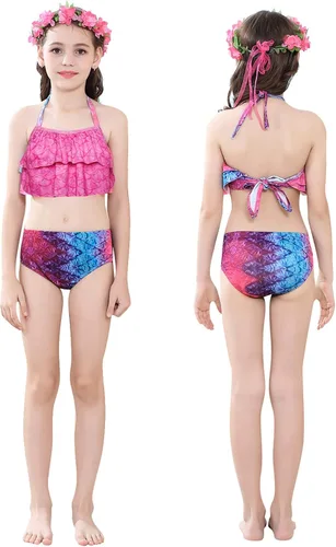Vista 5 de Conjunto de traje de baño de princesa para niñas de 3 a 12 años, 5 piezas, Morado