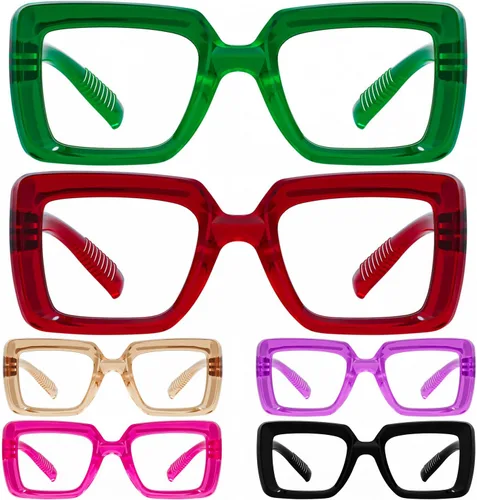 Vista 8 de Eyekepper Gafas cuadradas para mujer, paquete de 5 lentes elegantes para mujer