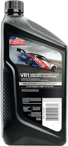 Vista 3 de Aceite de motor Valvoline VR1 Racing sintético SAE 10W-30, 1 cuarto de galón