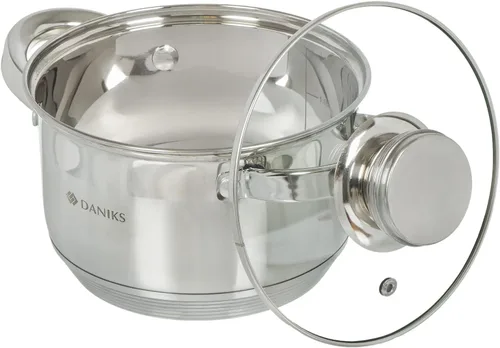 Vista 9 de Daniks Olla estándar de acero inoxidable de 2 cuartos de galón con tapa de vidrio, parte inferior de prueba para calefacción uniforme, compatible