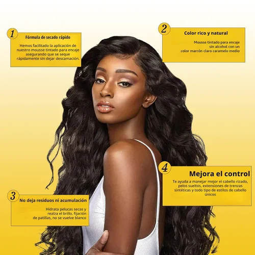 Vista 9 de Mousse de Tinte para Encaje de Pelo Fundido, 6.8 fl oz Mousse de Tinte para Encaje para Mujeres, Pelucas de Encaje, Toupees y Piezas de Cabello