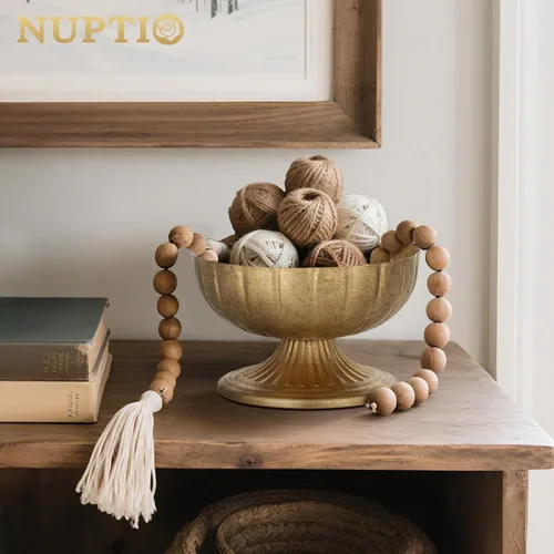 Vista 4 de NUPTIO Jarrones Dorados Desgastados para Centros de Mesa: Jarrones de Compota de Latón Rústicos para Flores - Decoración de Cuenco con Pedestal