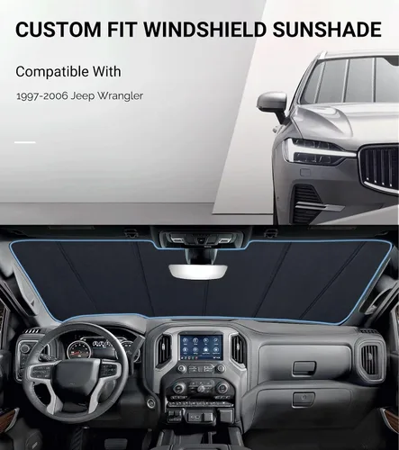 Vista 2 de Pigenius Parasol para Parabrisas para Jeep Wrangler 1997-2006 Sombrilla para Ventana Delantera - Salvaguarda