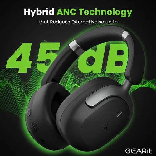 Vista 2 de GEARit Auriculares Bluetooth sobre la oreja compatibles con iPhone y Android, auriculares con cancelación de ruido, inalámbricos, multipunto, tiempo