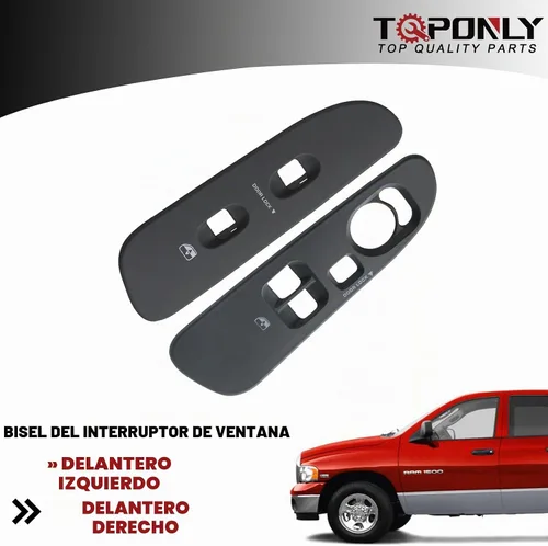 Vista 2 de Bisel para interruptor de ventana de puerta, parte delantera del lado del conductor y del pasajero compatible con Dodge Ram 1500 2500 3500 2005-2009