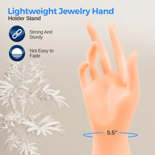 Vista 3 de SereneLife Soporte de exhibición de mano para joyas, mano de maniquí femenino larga extendida, organizador de tono de piel para accesorios, adecuado