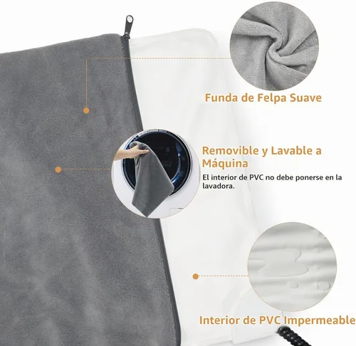 Vista 5 de Almohadilla térmica para mascotas para gatos y perros pequeños, cama climatizada para gatos, control automático de temperatura, almohadillas