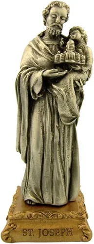 Vista 4 de Estatua de estatua de estatua de peltre de Nuestra Señora de Gracia sobre base de tono dorado, 4 1/2 pulgadas