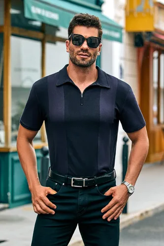 Vista 2 de Coutgo Camisas polo con cremallera para hombre, manga corta, a rayas, ajuste regular, cuello Fasion