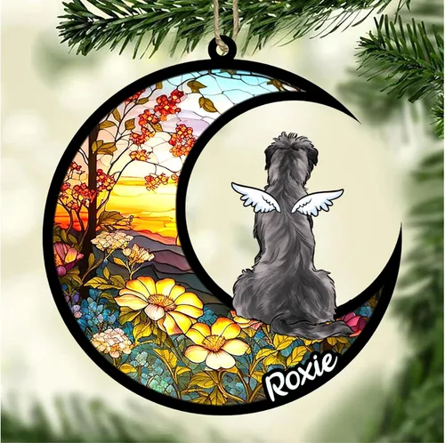 Vista 858 de LOVELYPOD Adorno de Navidad personalizado para perro Basset Hound (marrón) Basset Hound (marrón) adorno para atrapasoles de perro, razas de perros